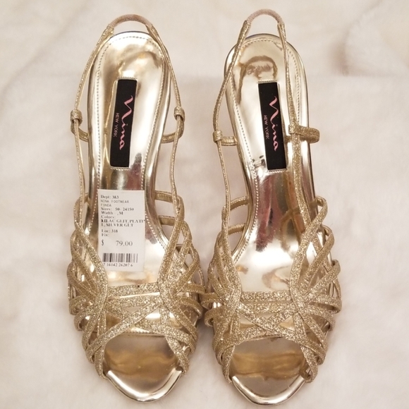 Nina Shoes - New Nina New York Gold Open Toe Heel 9.5